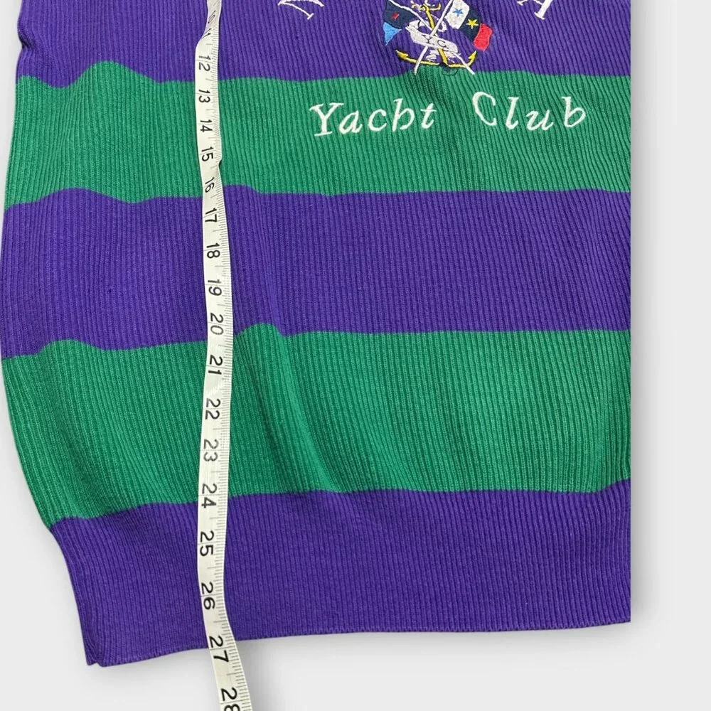 Vintage Nautica Men's Sz L 90s Yacht Club Color Block Knit Ribbed Sweater‎ Retro